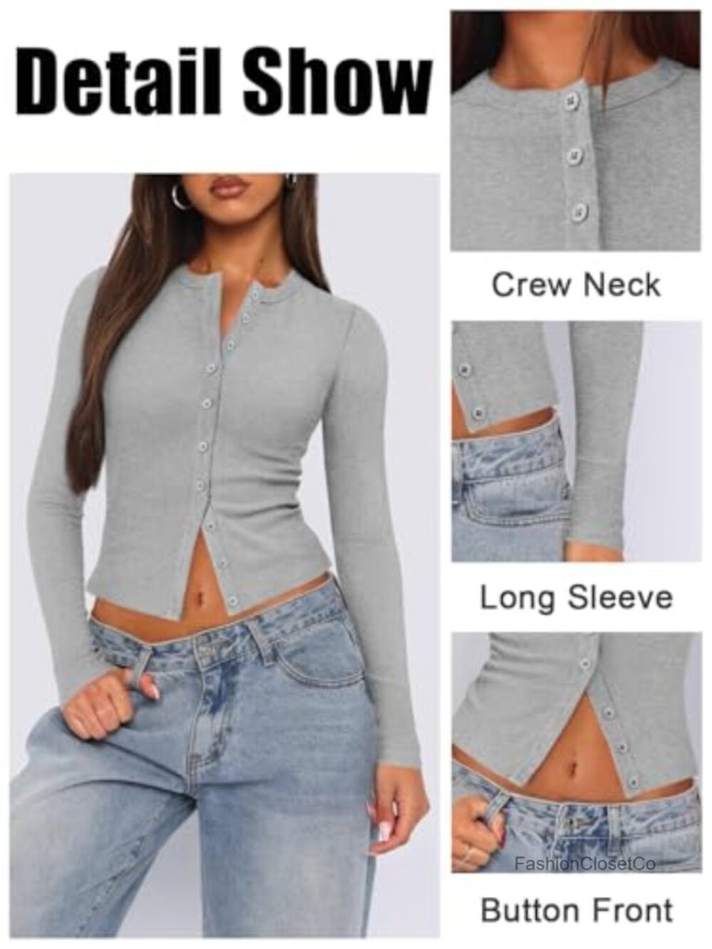 Women's Ribbed Knit Button Down Long Sleeve Cardigan Top - Picture 3 of 6